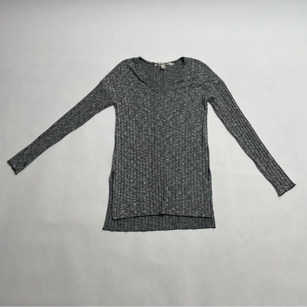 MICHAEL STARS ribbed knit heather grey tunic